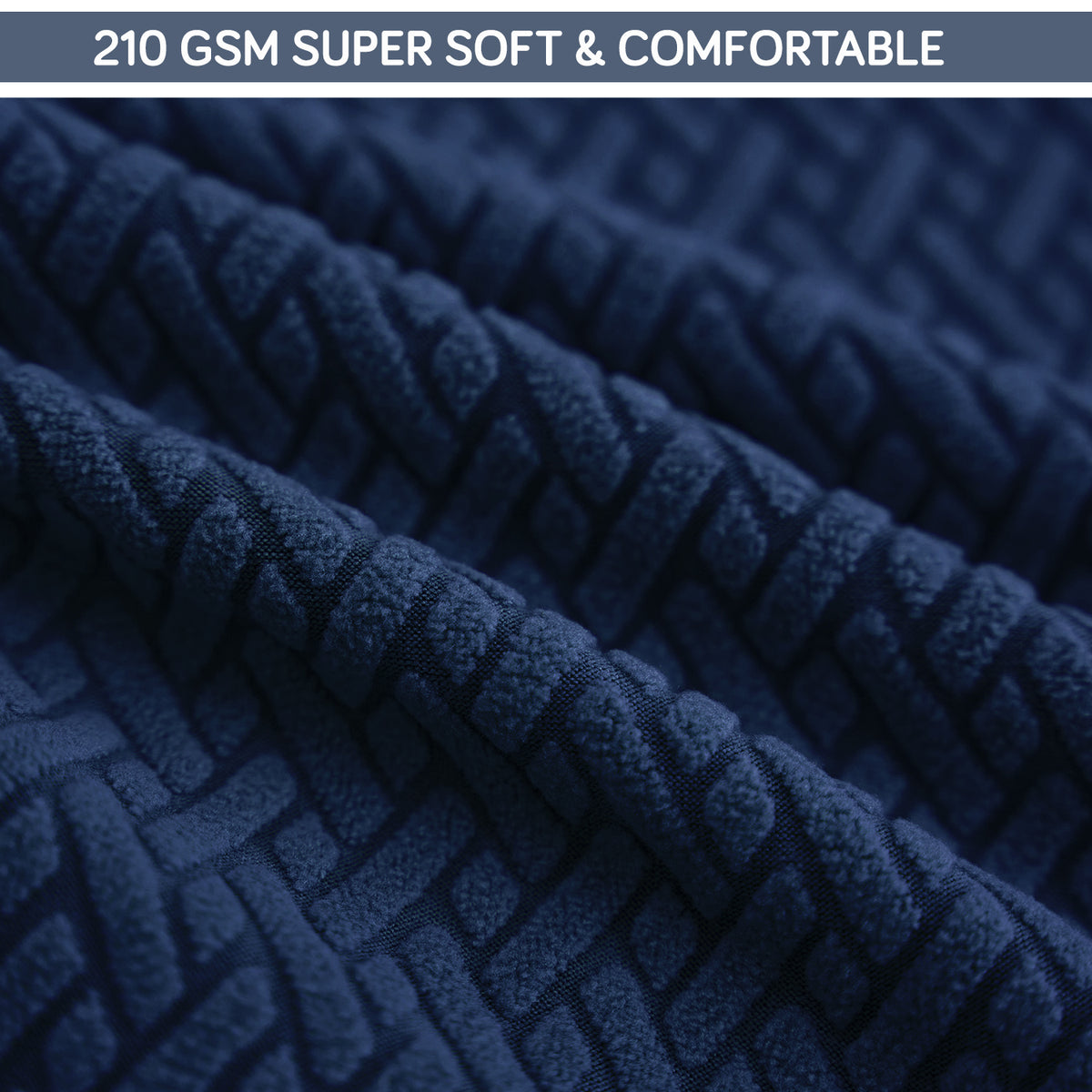 Premium Jacquard Fully Covered Cover for Swivel Dining Chair with Arms, Navy Blue