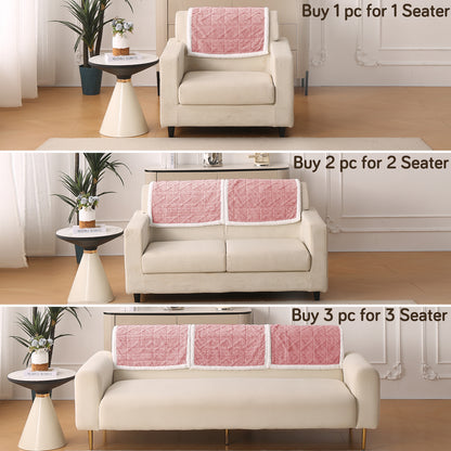 'Italian Caelora' Luxury Jacquard Plush Anti-Slip Sofa Cover Mat - Misty Rose