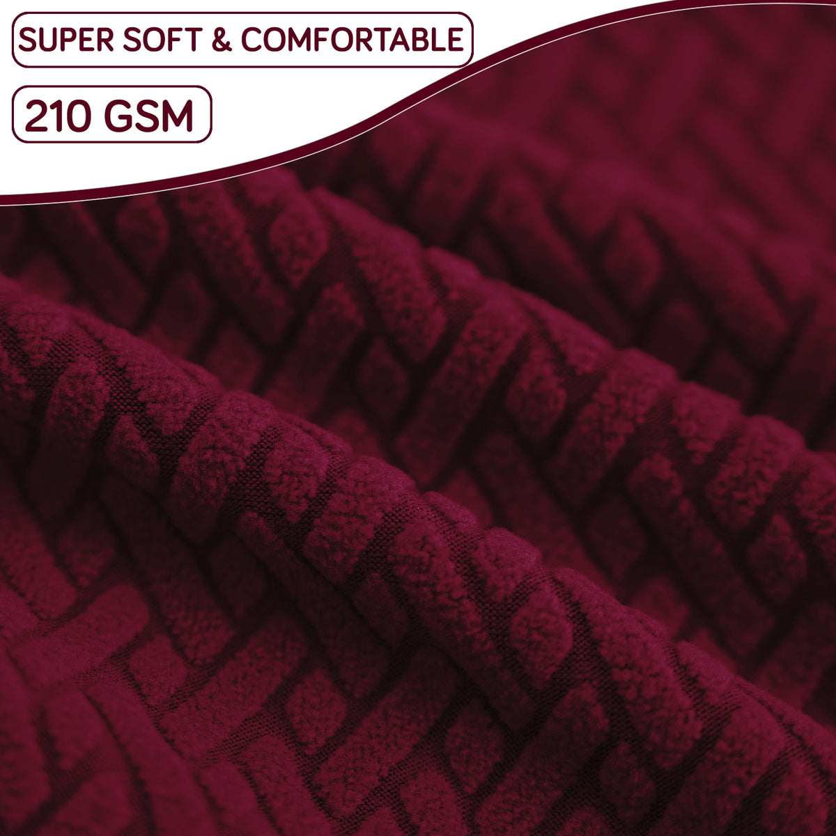 Premium Jacquard Fully Covered Cover for Mid Century Modern Dining Chair, Burgundy