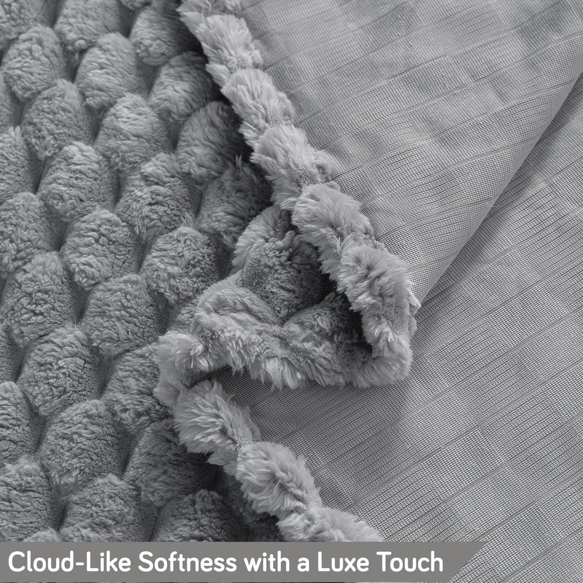 'BunnySoft Series' Plush Sofa Cover Throw for Sofa Seat & Back, Moon Grey