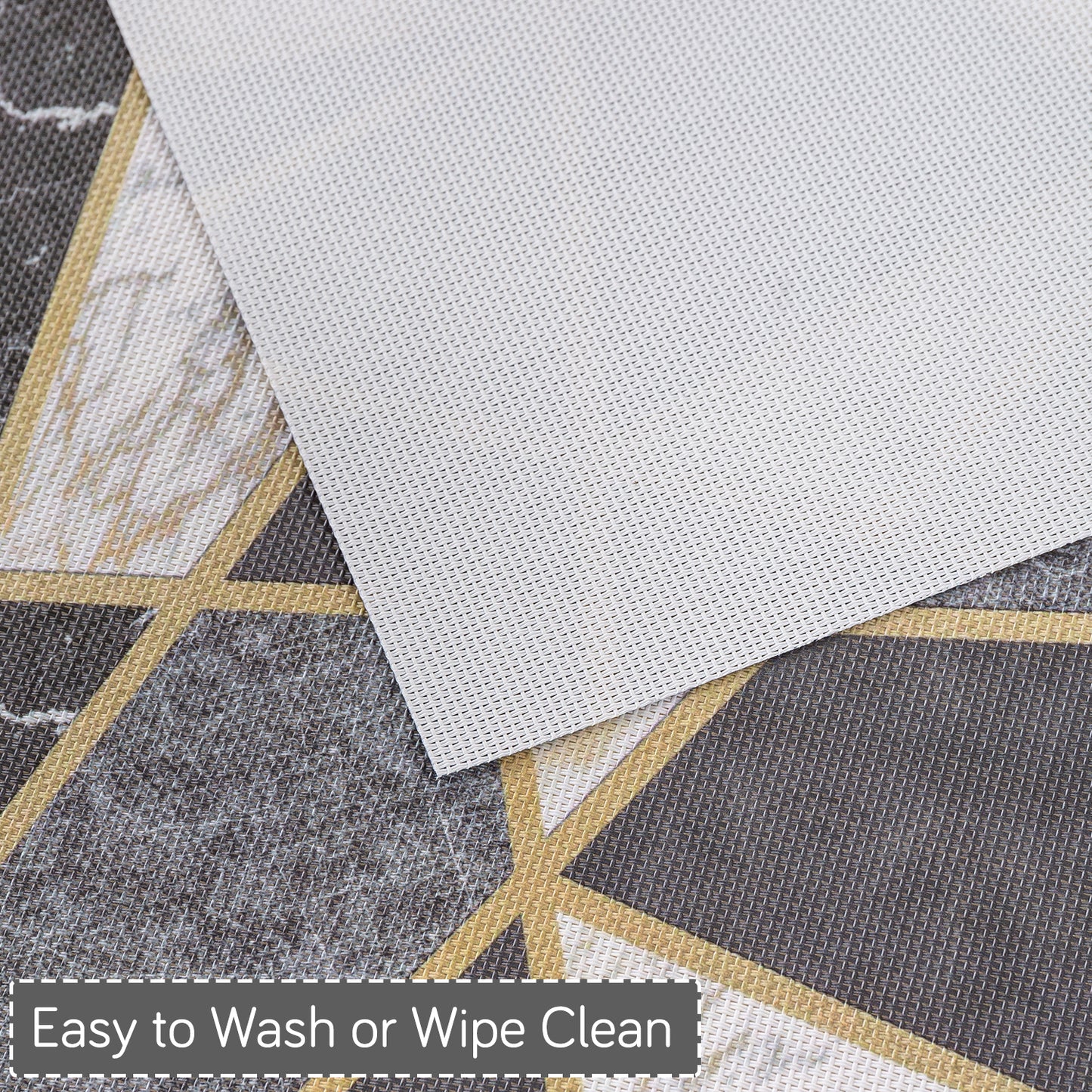 Marble Fusion PVC Mats for Dining Table, Geo Triangles - Charcoal Grey