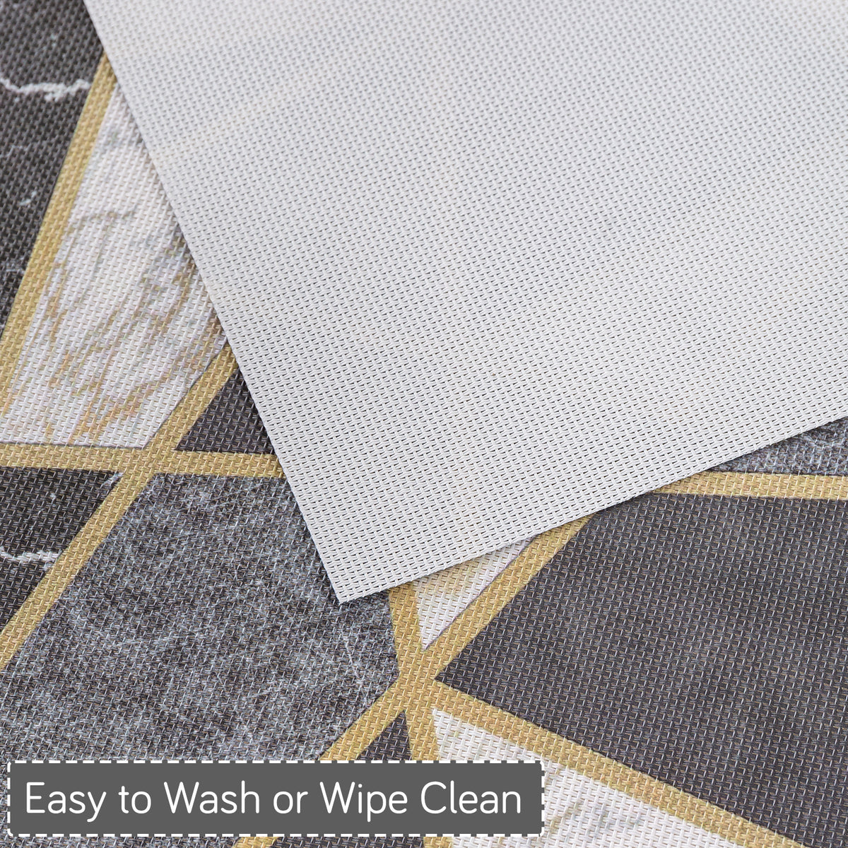 Marble Fusion PVC Mats for Dining Table, Geo Triangles - Charcoal Grey
