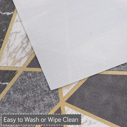 Marble Fusion PVC Mats for Dining Table, Geo Triangles - Charcoal Grey