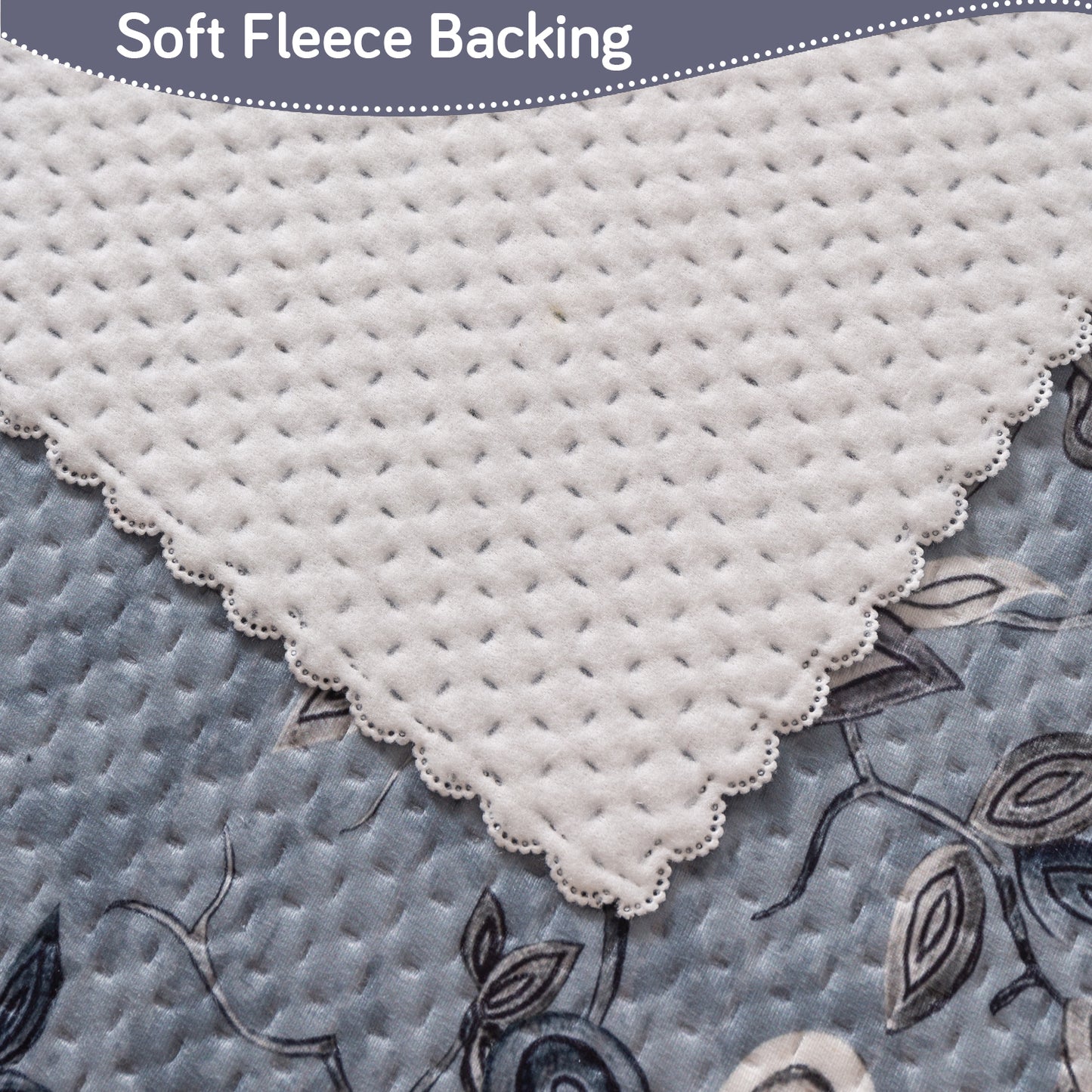 HeavenHue Fleece Soft Touch Quilted Sofa Cover Set Washable Sofa Panel for Seat & Back - Frosted Petals