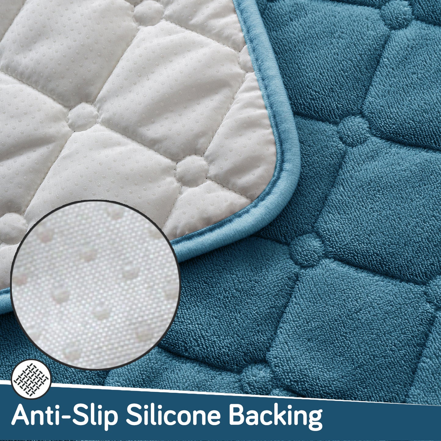 Diamond Tuft Plush Sofa Cover Mat, Dusty Teal