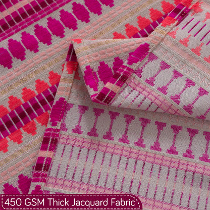 Artisan Boho Series 5-Seater Sofa Cover with Tassels (3+1+1), Fuchsia Pink