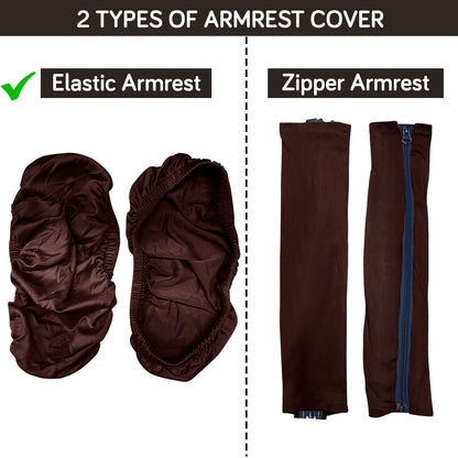 140gsm Armrest Covers for Office Chair (Elastic Style), 1 Pair, Brown
