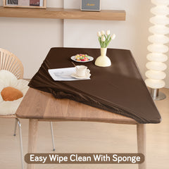 HOKIPO 100% Waterproof Non-Slip Stretch Table Cover, Brown