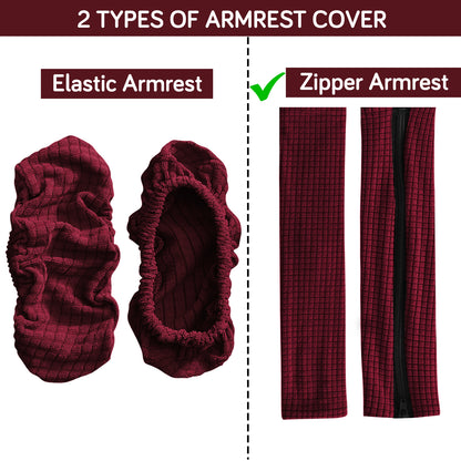 210gsm Jacquard Water Repellent Armrest Covers for Office Chair (Zipper Style), 1 Pair, Burgundy