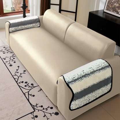 Luxury Wavy Plush Anti-Slip Sofa Cover Mats - Pewter Grey