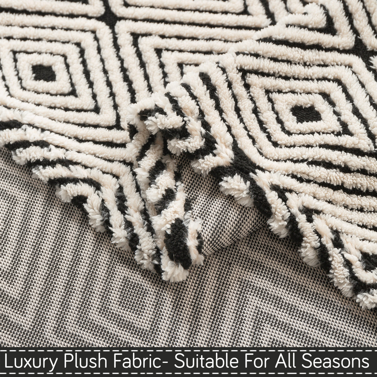 Buy Geometric Diamond Noirea Series Luxury Plush Fabric Sofa Throw | HOKIPO
