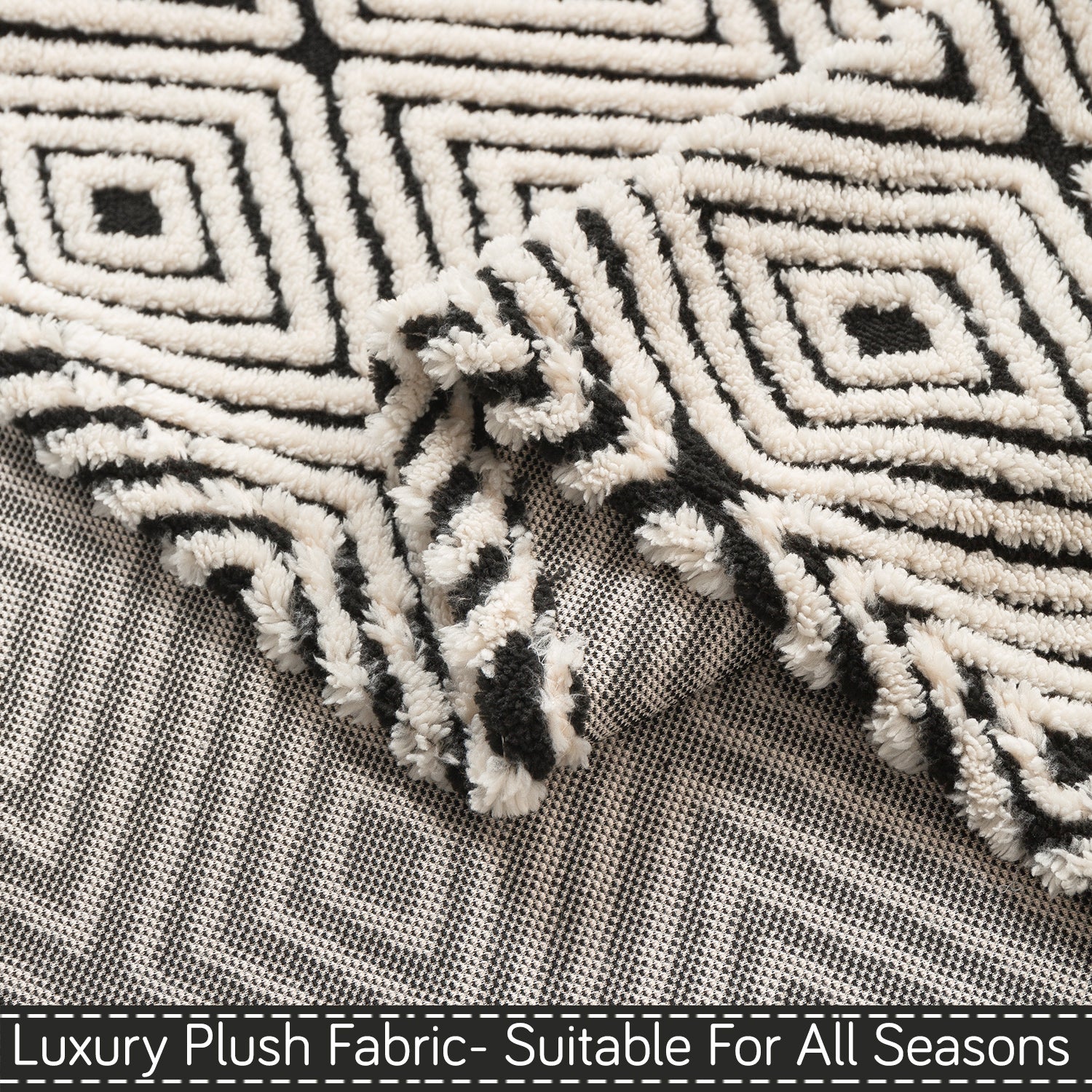Buy Geometric Diamond Noirea Series Luxury Plush Fabric Sofa Throw | HOKIPO