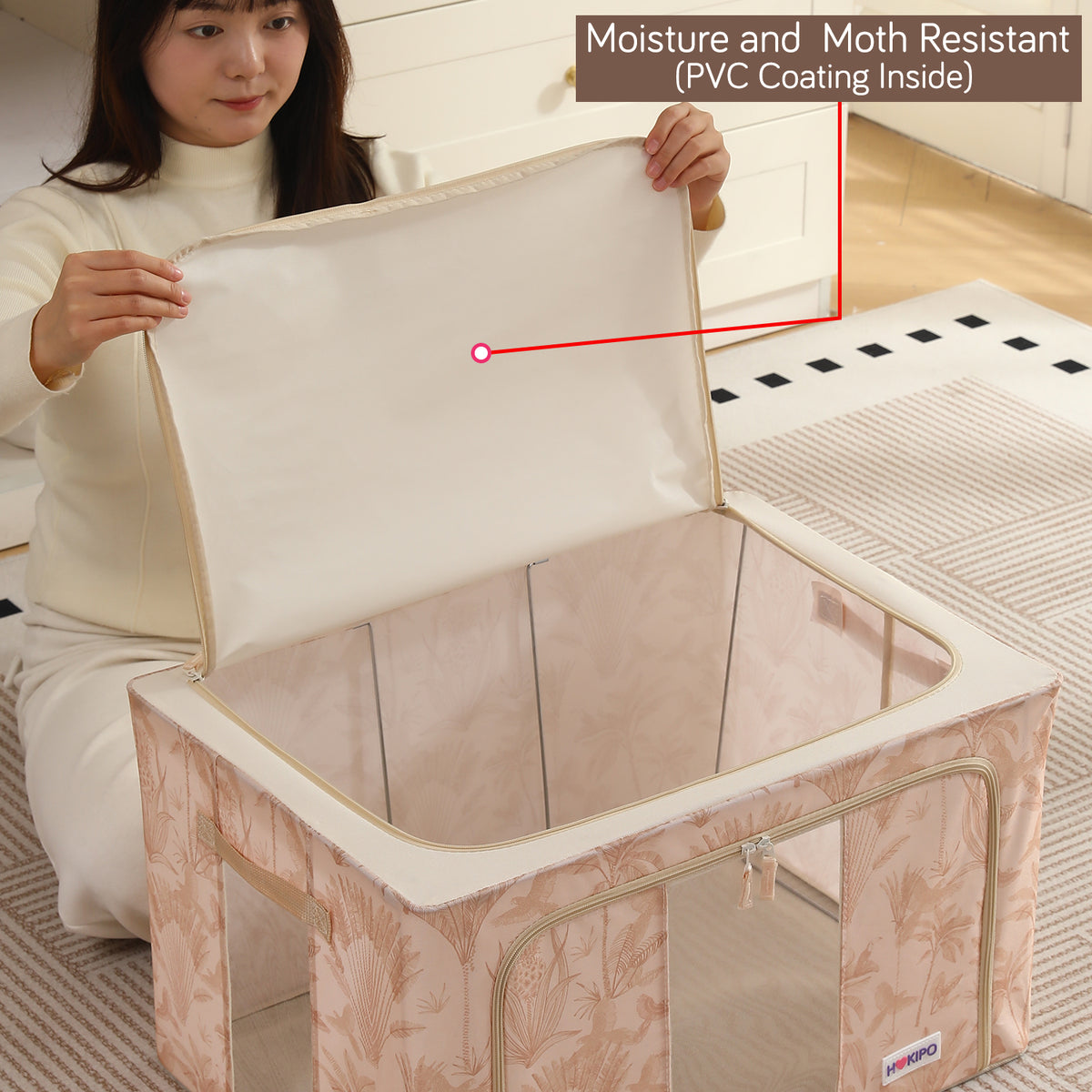 Foldable Cloth Storage Organizer for Wardrobe, Beige Botanica
