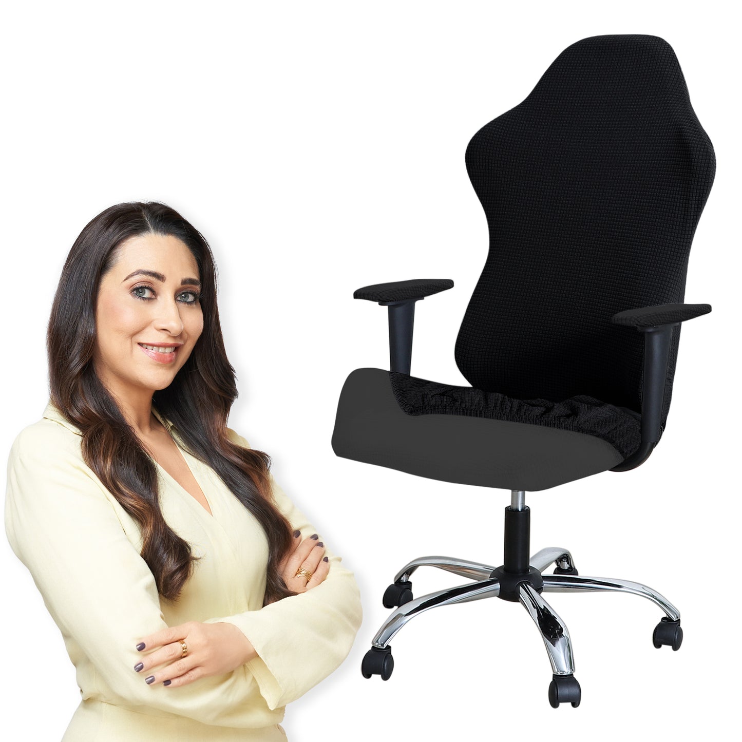 Stretchable Jacquard Elastic Gaming Chair Cover, Black