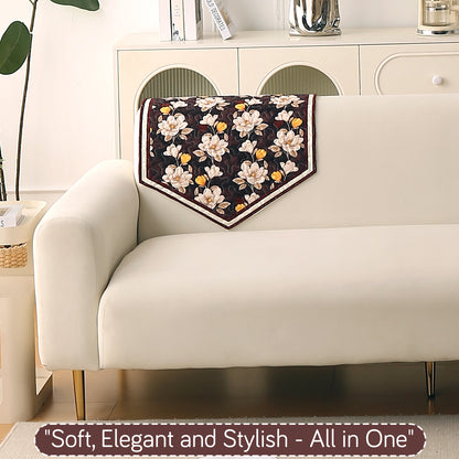 Florentina Series Printed Holland Velvet Sofa Mat - Camellia Brown