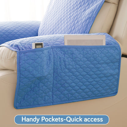 Quilted Recliner Mats for 1 Seater Recliner Sofa, Blue