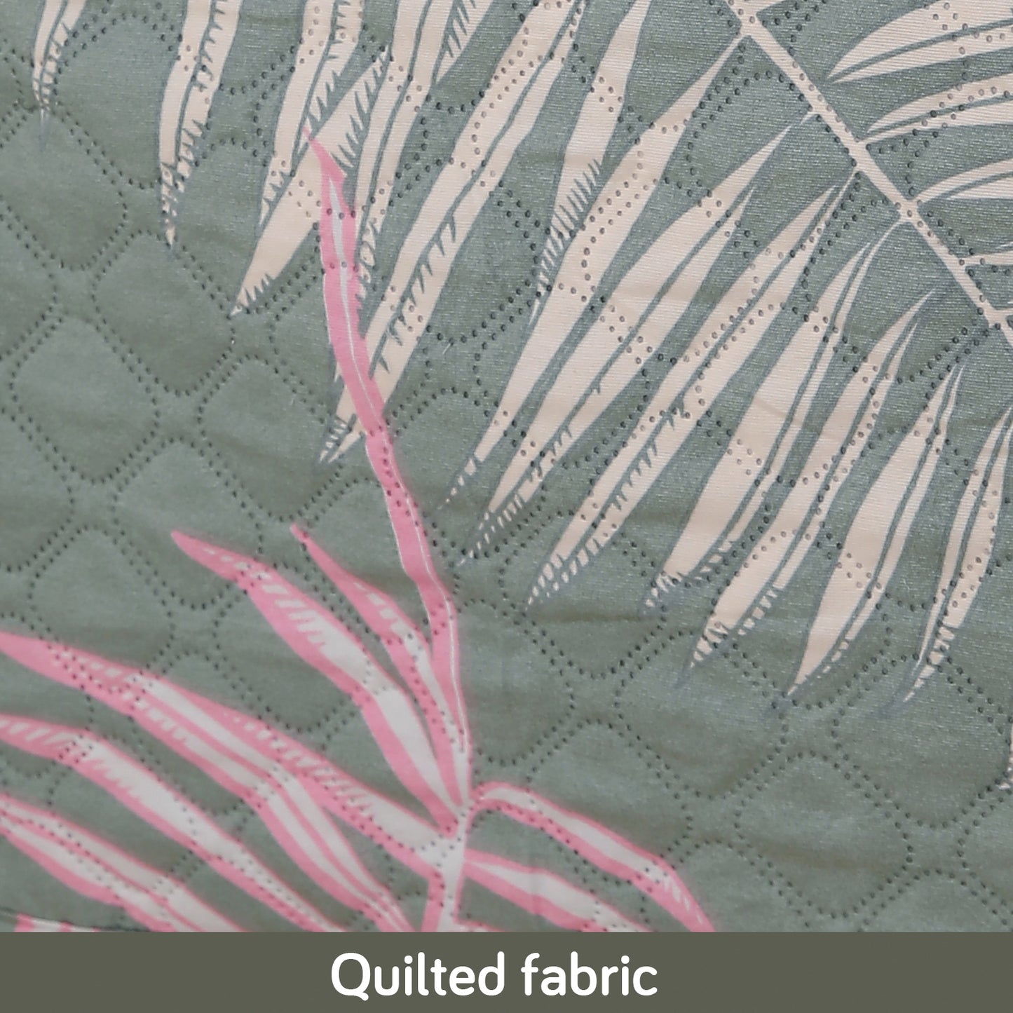Polyester Printed Quilted Sofa Cover Mats, Tropical Leaves Pastel Green