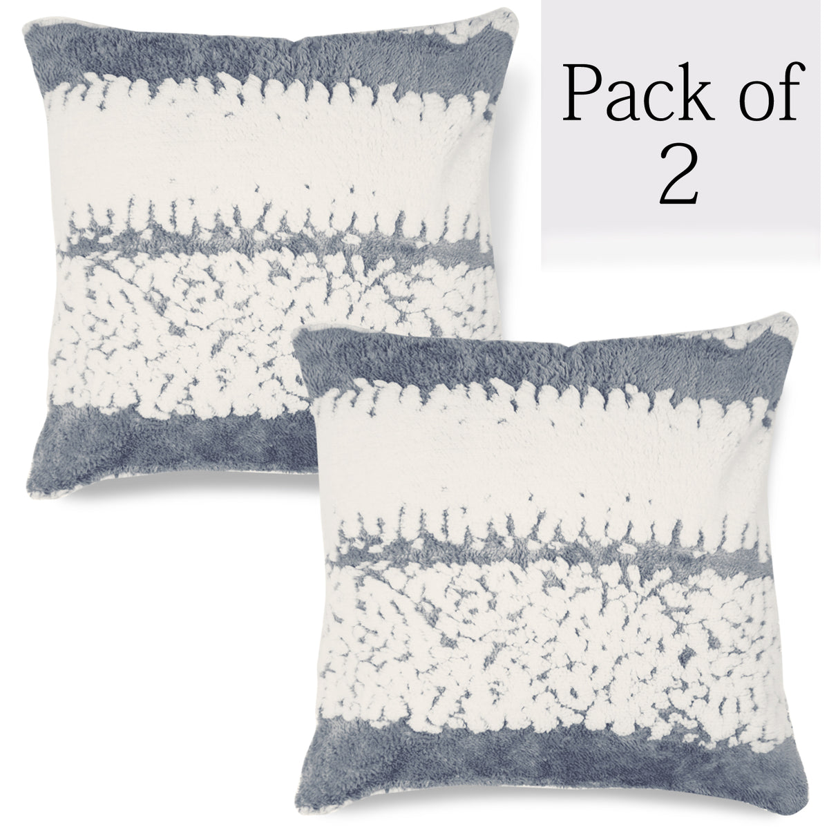 Luxury Wavy Plush Cushion Cover for Sofa - Pewter Grey - Pack of 2