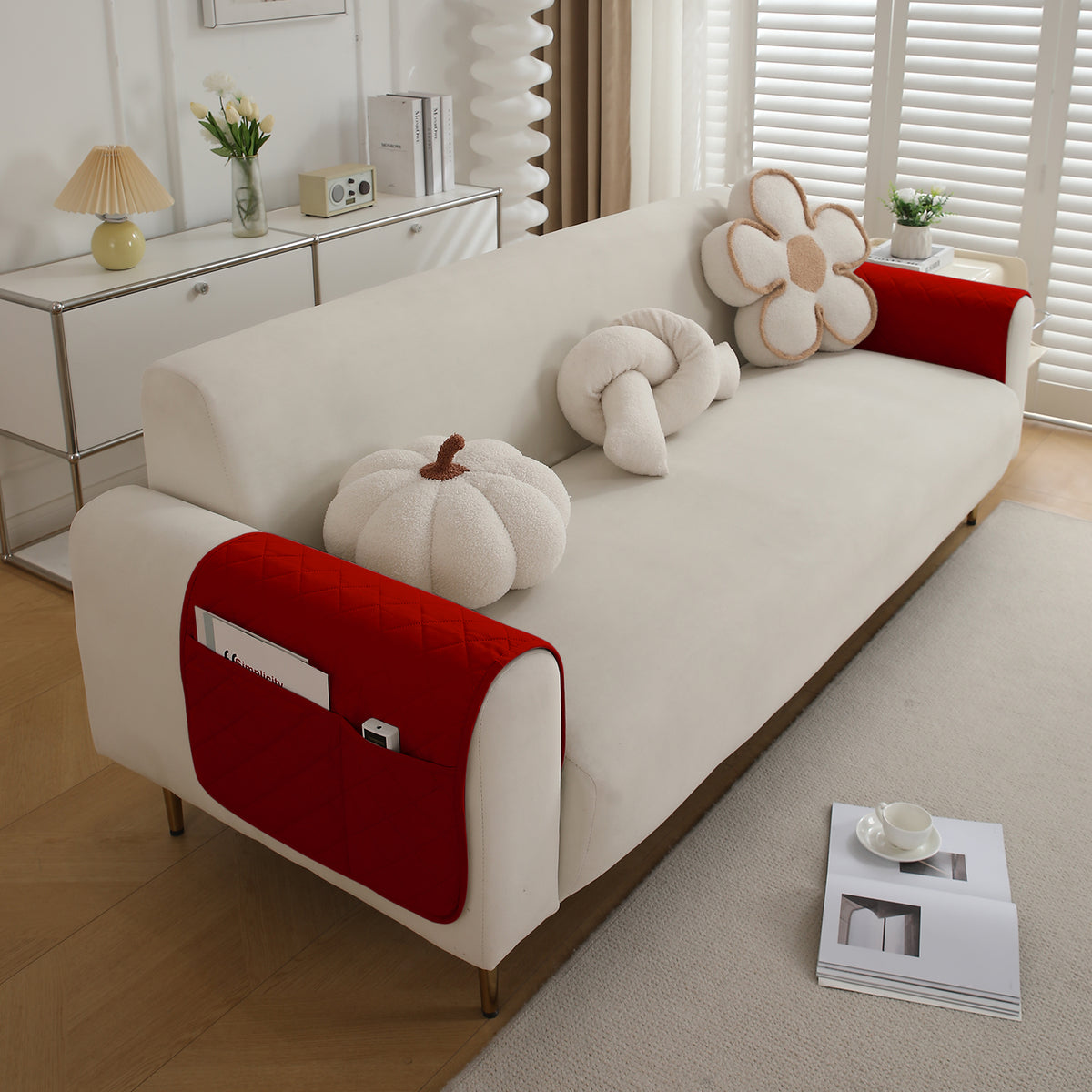Drylin Quilted Sofa Cover Mat, Red