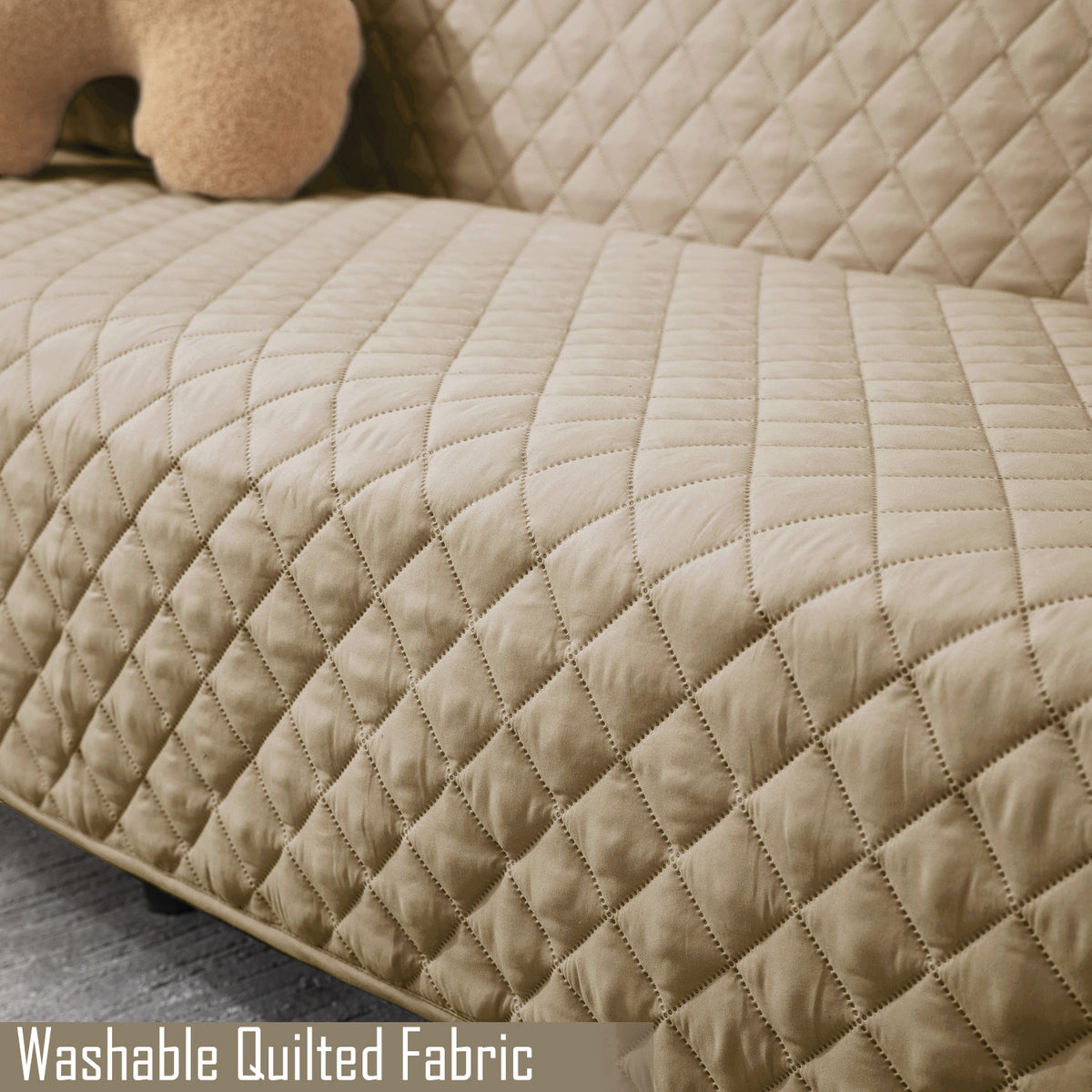 Washable quilted fabric sofa cover