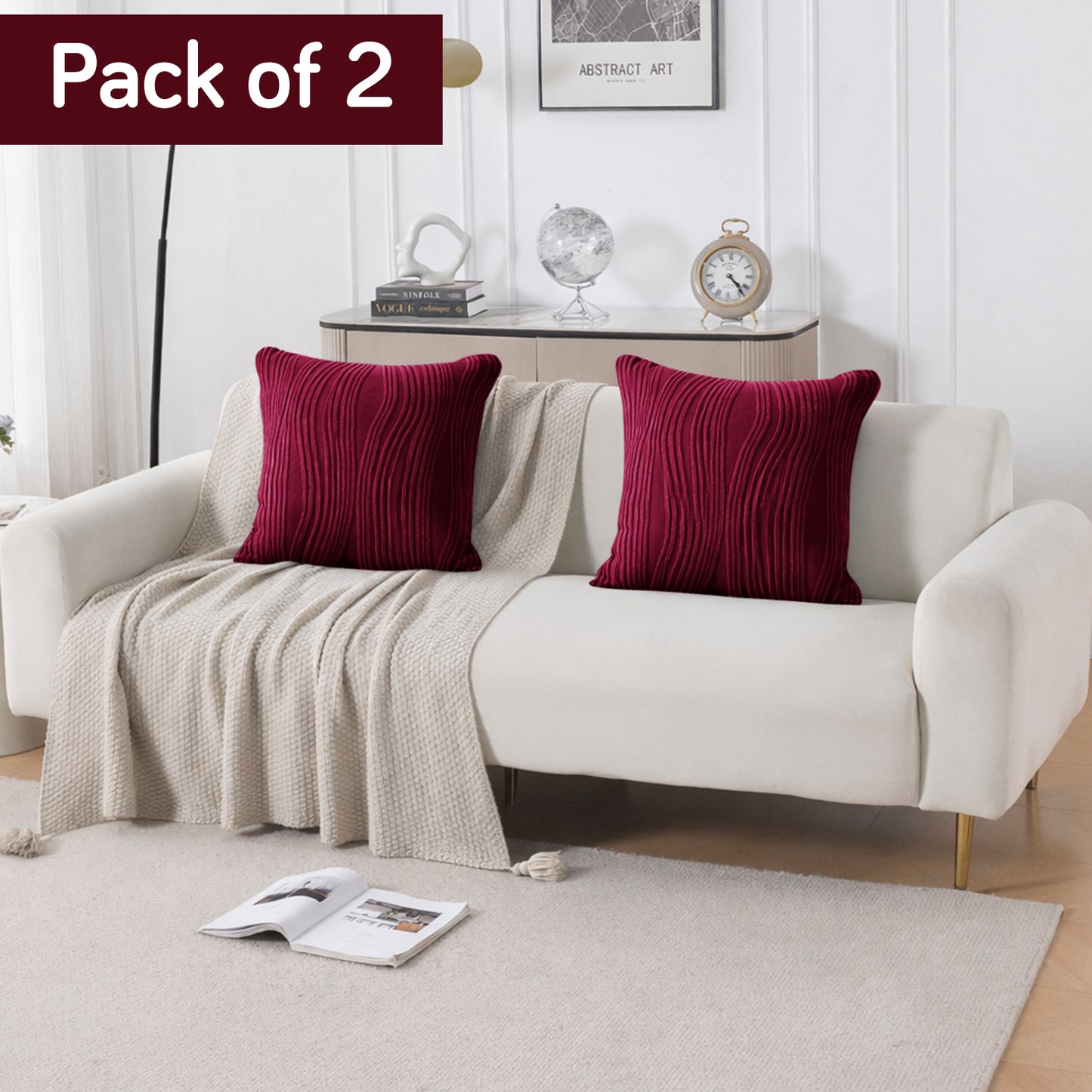 Nestiva Series Premium Knitting Jacquard Sofa Cushion Cover - Burgundy