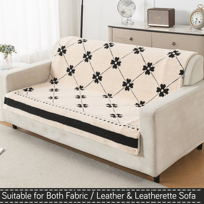 'Noirea Series' Plush Sofa Cover for Seat & Back, Floral Lattice