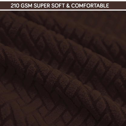 Premium Jacquard Fully Covered Cover for Swivel Dining Chair with Arms, Chocolate Brown