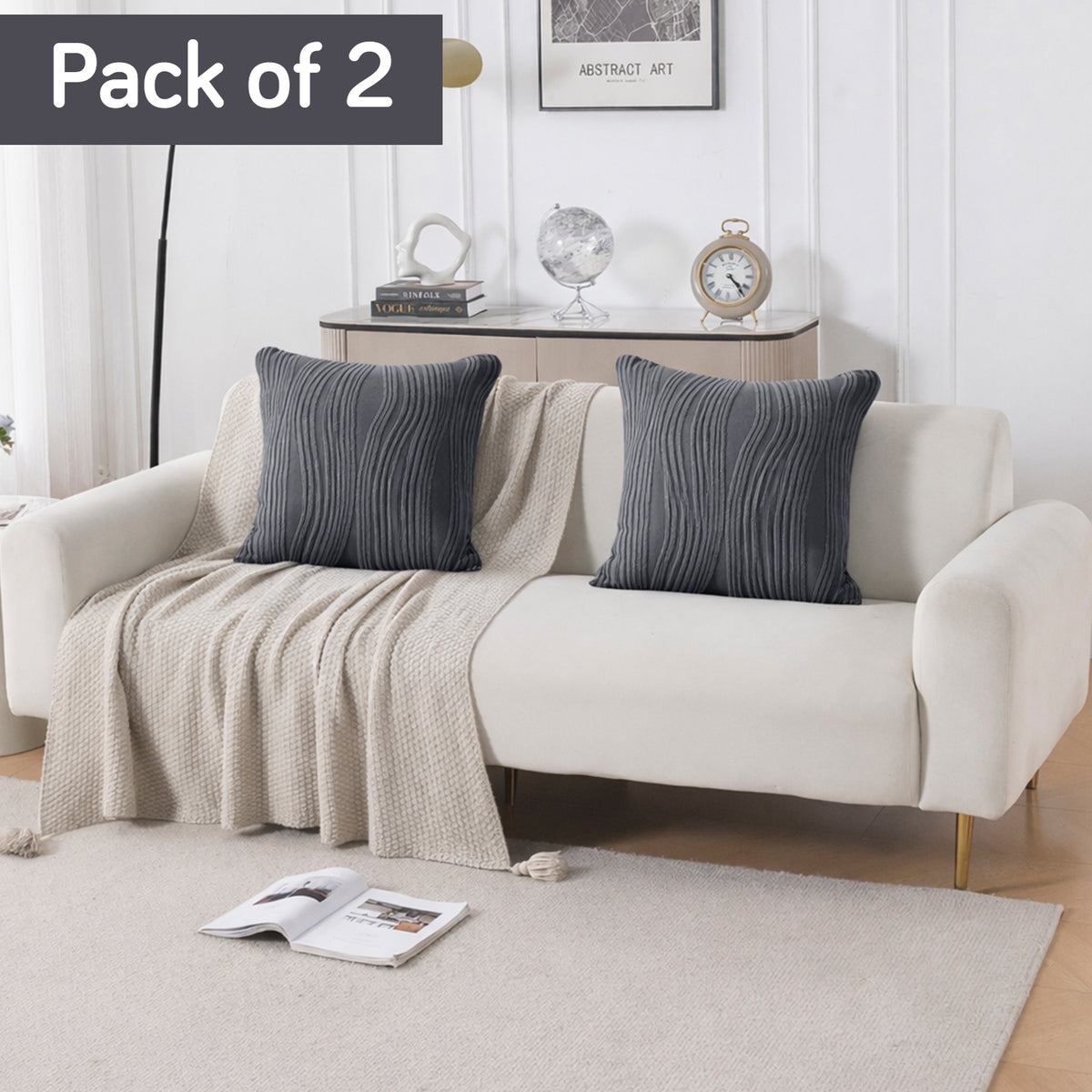 Nestiva Series Premium Knitting Jacquard Sofa Cushion Cover - Porpoise Grey