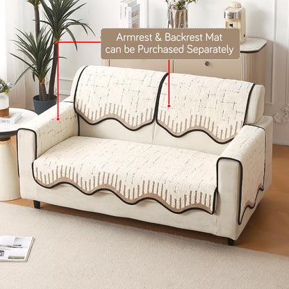 Premium Supple Soft Wavy with Curve Sofa Cover Mat, Cream Brown