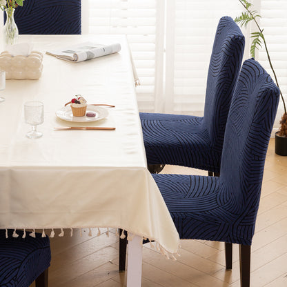 WaveLine Series 180 GSM Jacquard Chair Cover Set of 1/2/4/6, Royal Blue