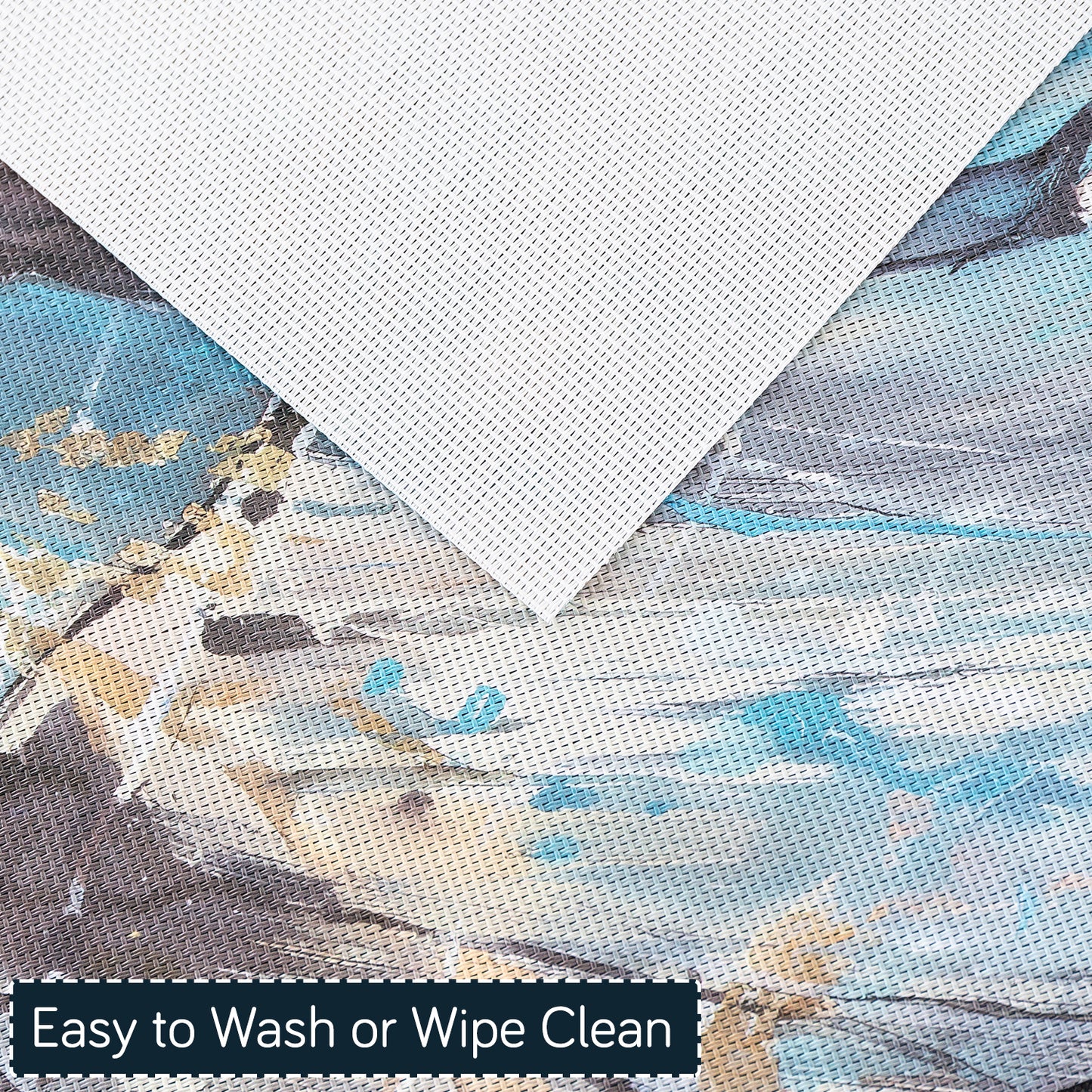 Marble Fusion PVC Mats for Dining Table, Artistic Stroke - Slate Blue