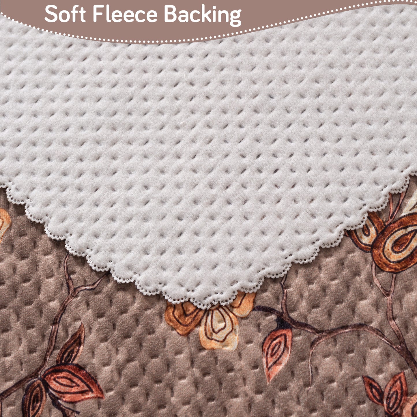 HeavenHue Fleece Soft Touch Quilted Sofa Cover Set Washable Sofa Panel for Seat & Bk - Vintage Bloom