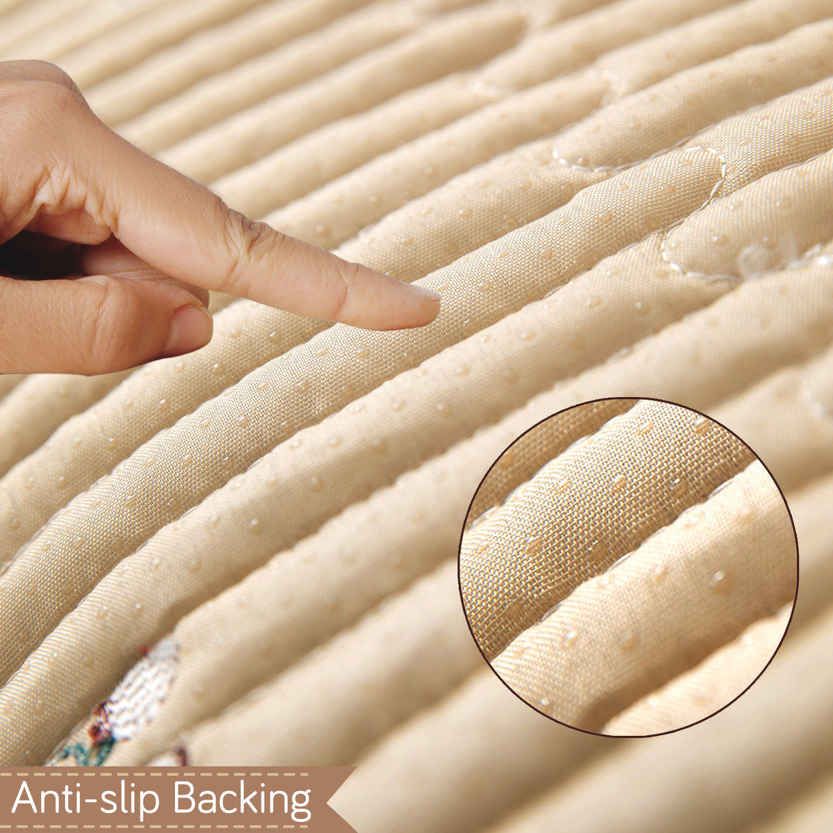 Frilora Dutch Velvet Sofa Cover Mat, Caramel Beige