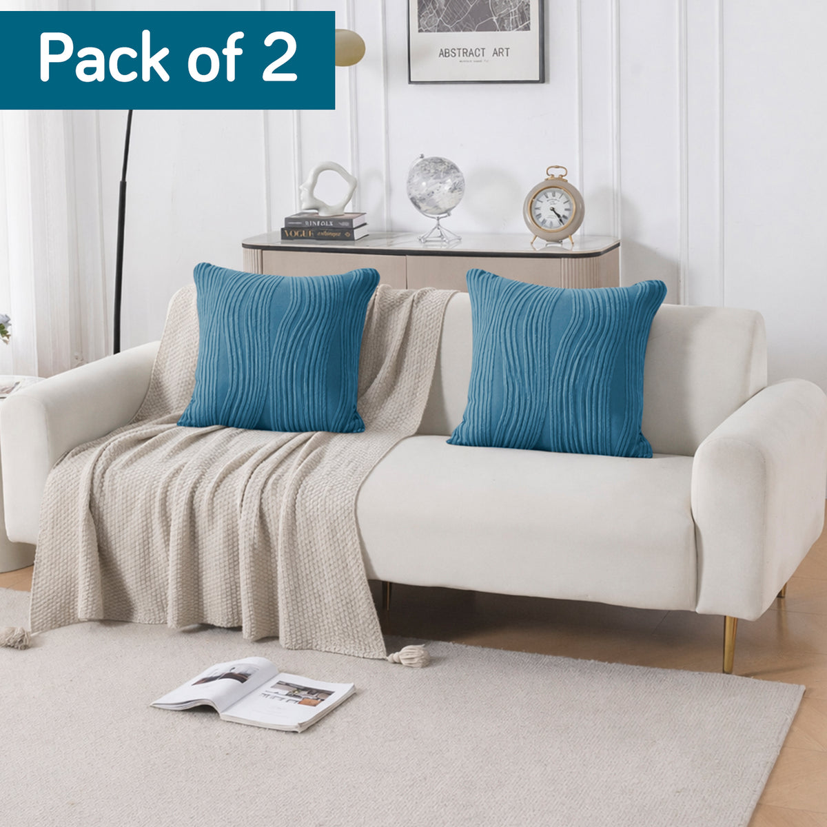 Nestiva Series Premium Knitting Jacquard Sofa Cushion Cover - Sea Blue