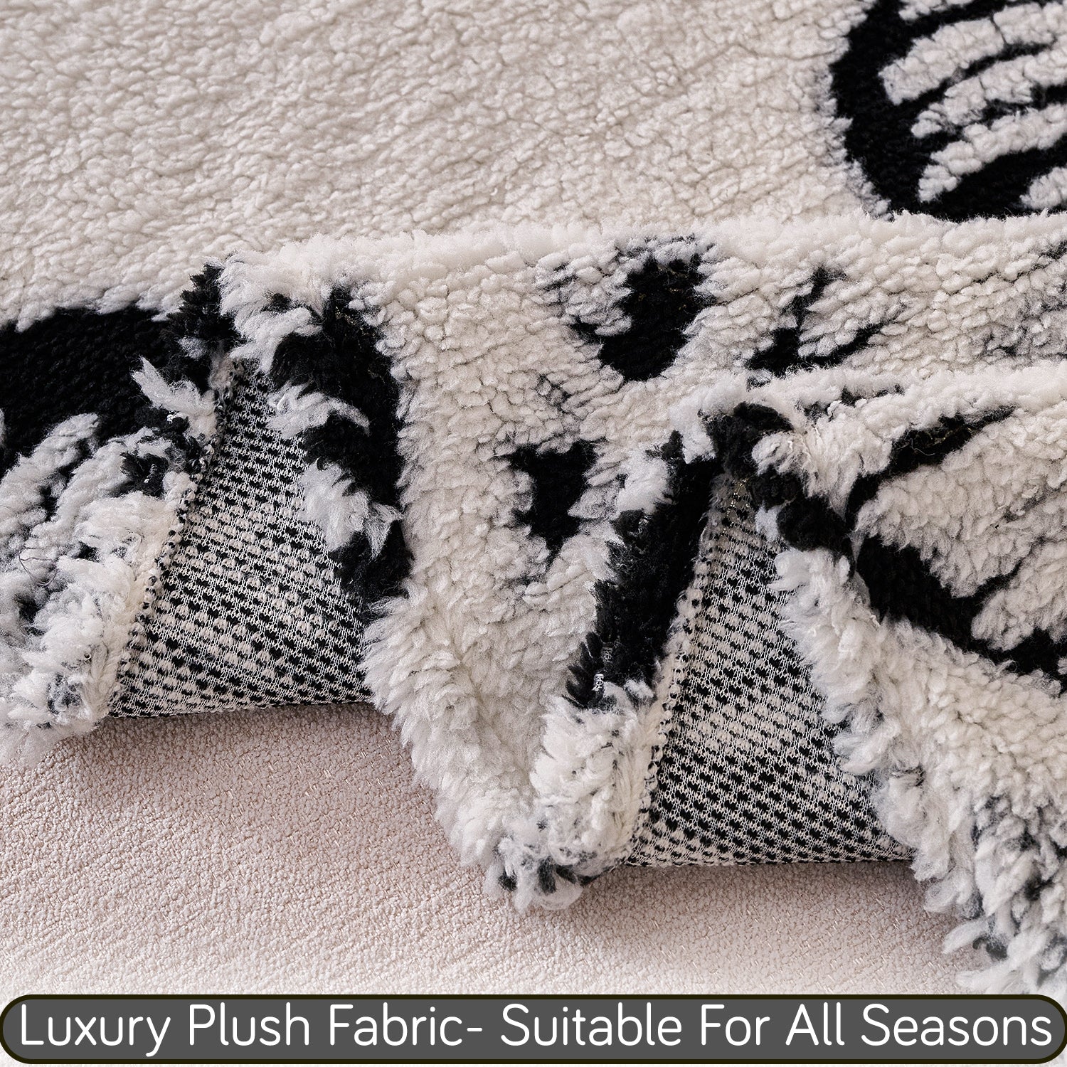 Buy Ivory Blossom Colour Camellia Blossom Luxury Plush Fabric Sofa Throw​ | HOKIPO