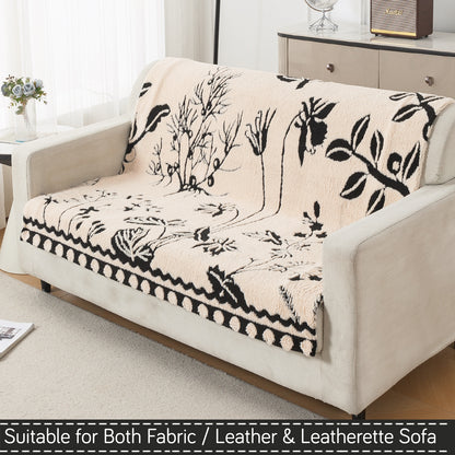 'Noirea Series' Plush Sofa Cover for Seat & Back, Butterfly Garden