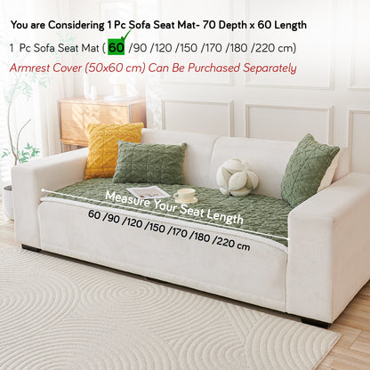 'Italian Caelora' Luxury Jacquard Plush Sofa Cover Mat and Anti-Slip Armrest Covers - Sage Green