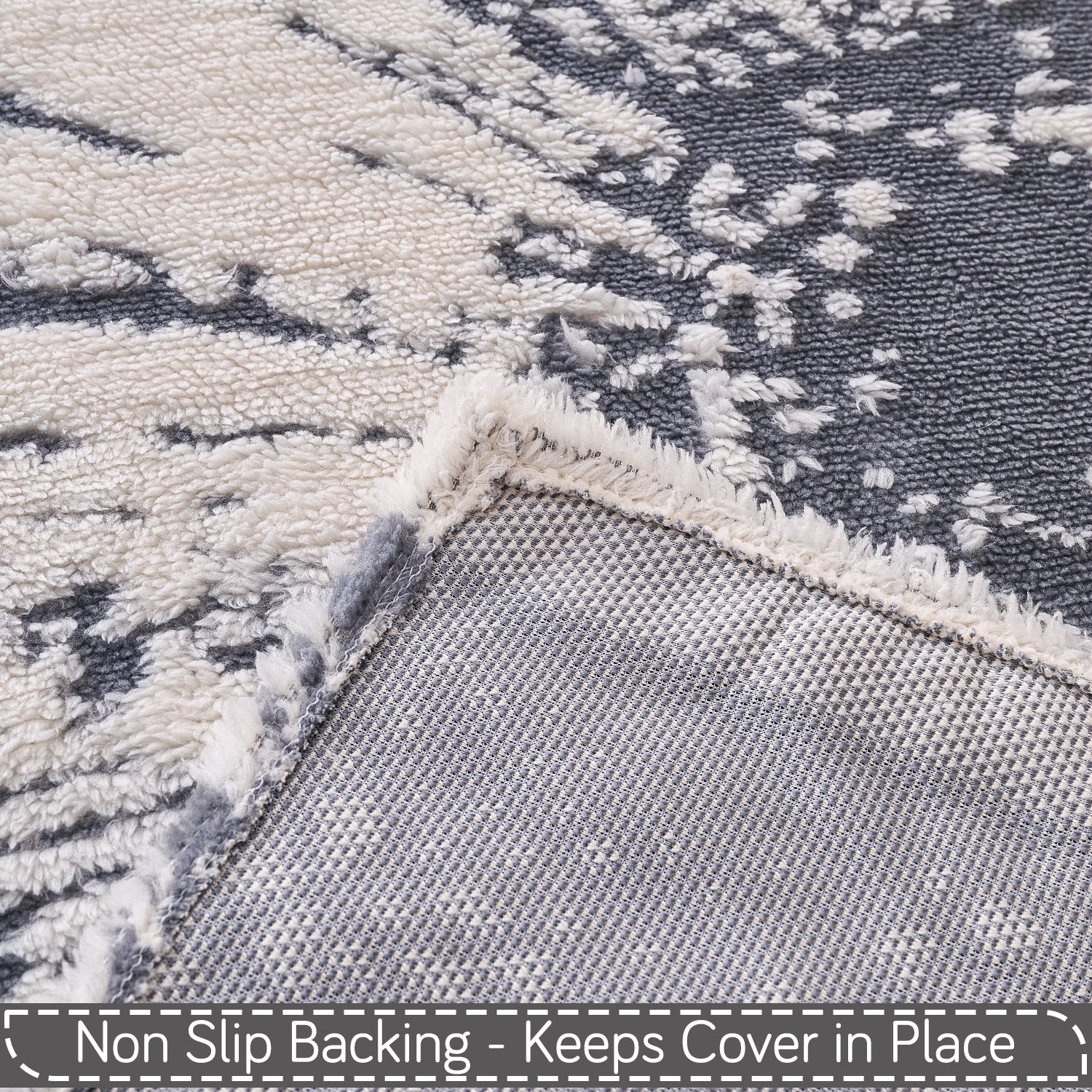 Buy Frost Grey Colour DaisyBloom Series Luxury Plush Sofa Throw with Non-slip Backing | HOKIPO