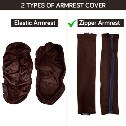 140gsm Armrest Covers for Office Chair (Zipper Style), 1 Pair, Brown