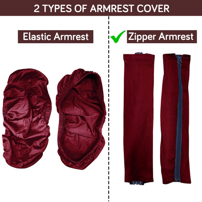 140gsm Armrest Covers for Office Chair (Zipper Style), 1 Pair, Burgundy