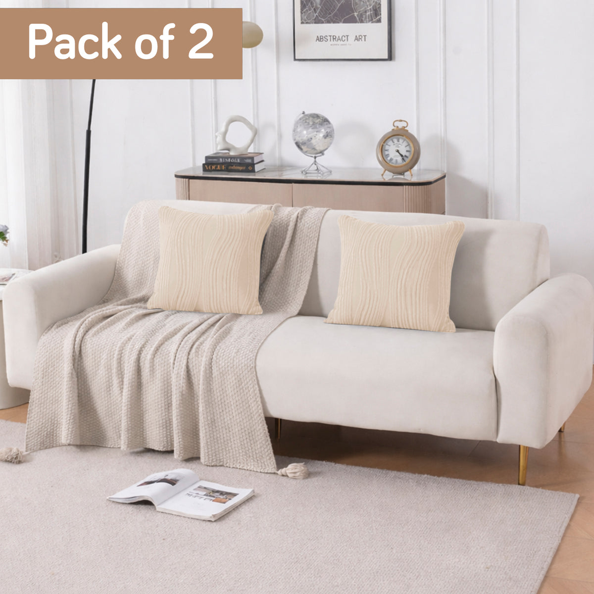 Nestiva Series Premium Knitting Jacquard Sofa Cushion Cover - Skimmed Cream