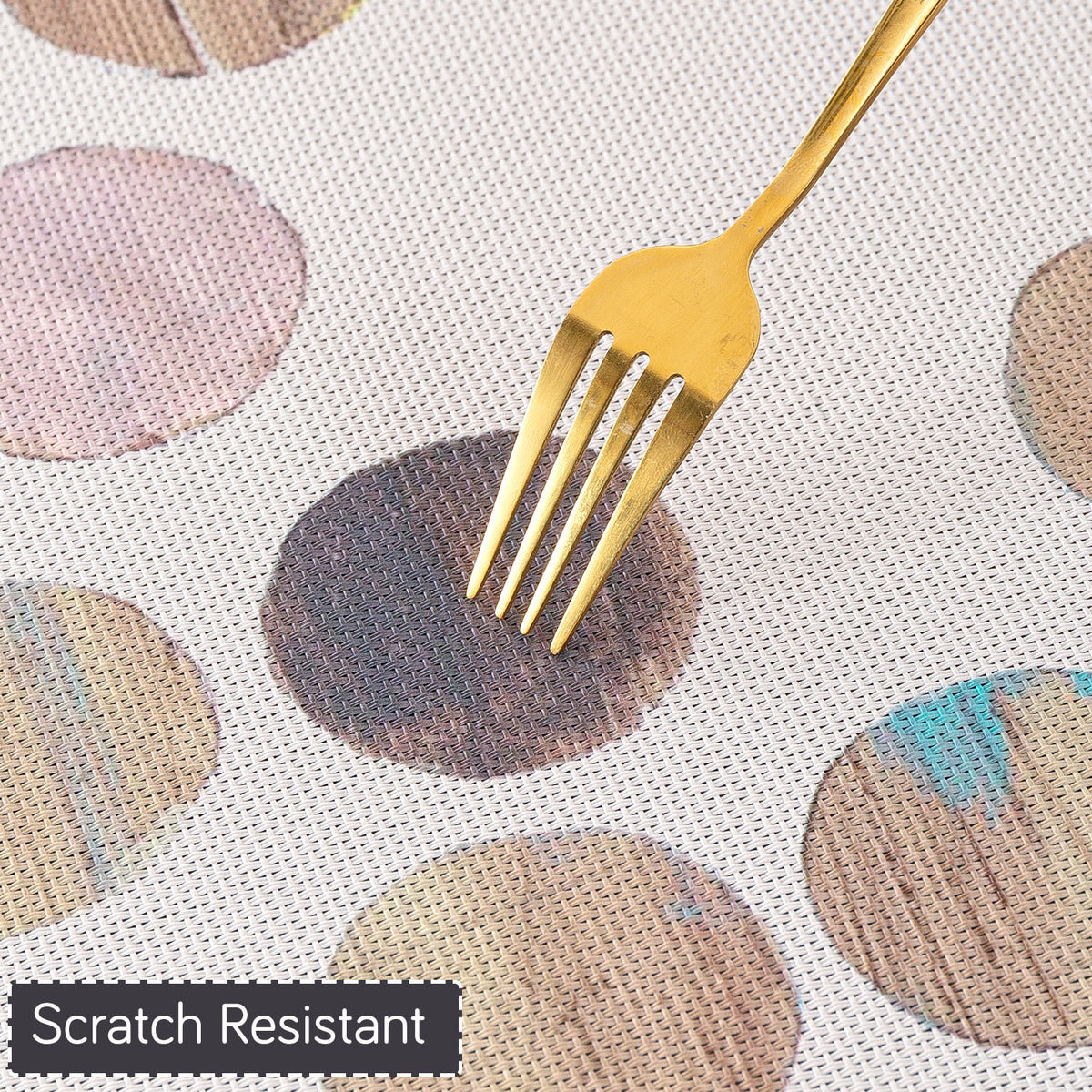 Color Splash PVC Mats for Dining Table, Watercolor Circles - Soft Beige