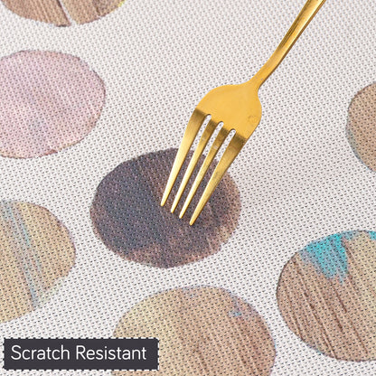 Color Splash PVC Mats for Dining Table, Watercolor Circles - Soft Beige