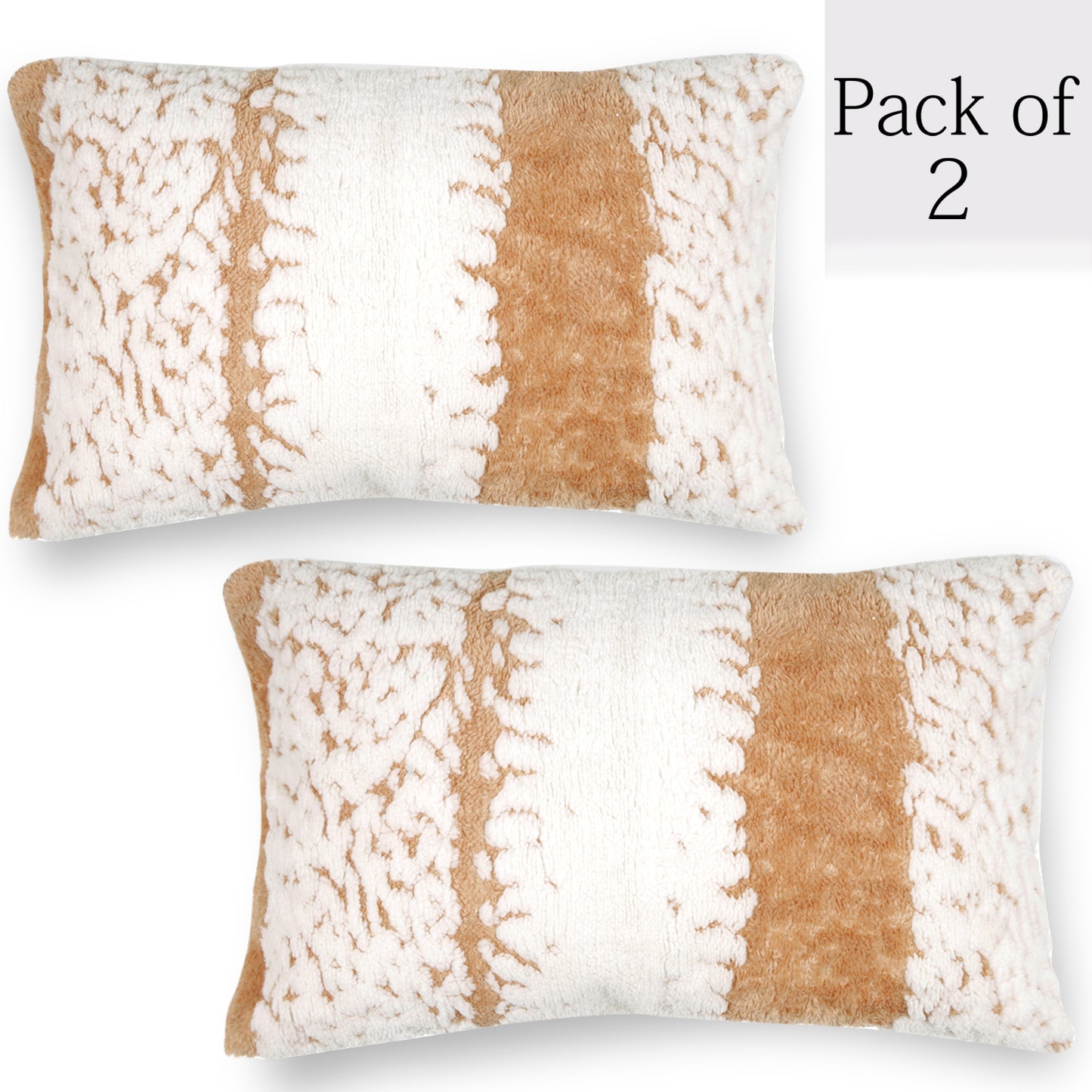 Luxury Wavy Plush Cushion Cover for Sofa - Desert Brown