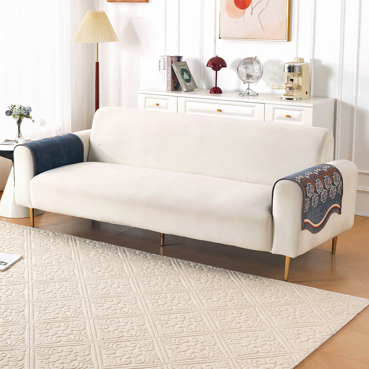 Serene Curves Sofa Cover Mat, Blossom Flower