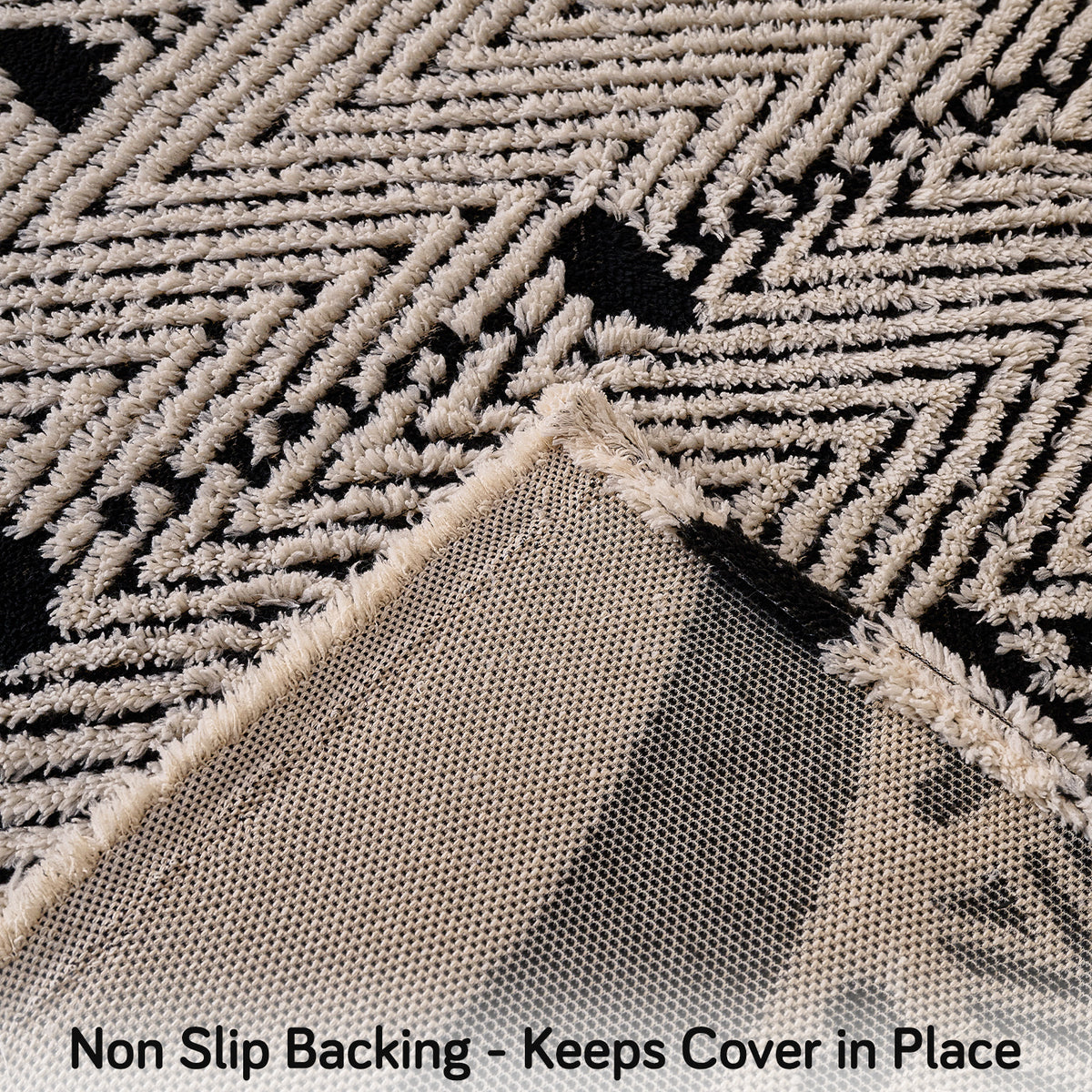 Buy Jade Black Cream Colour Cozy Heart Series Luxury Plush Sofa Throw with Non-slip Backing | HOKIPO