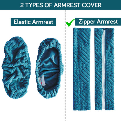 170gsm Jacquard Office Chair Arm Rest Cover (Zipper Style), 1 Pair, Turquoise