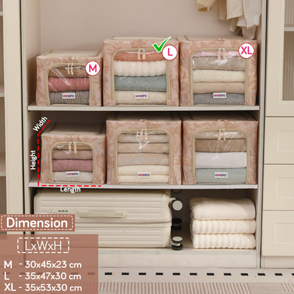 Foldable Cloth Storage Organizer for Wardrobe, Beige Botanica