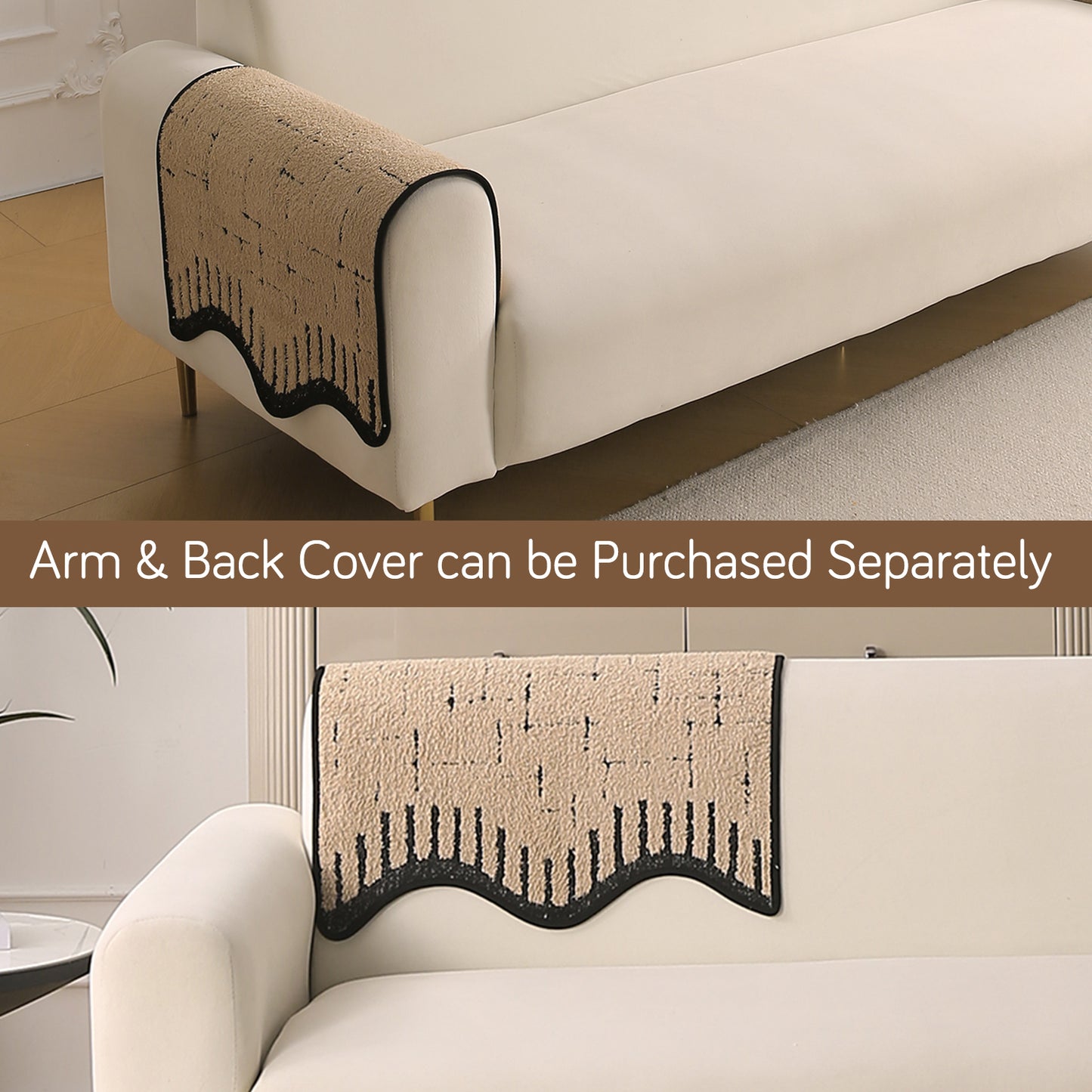 Premium Supple Soft Wavy Sofa Cover Mat, Brown