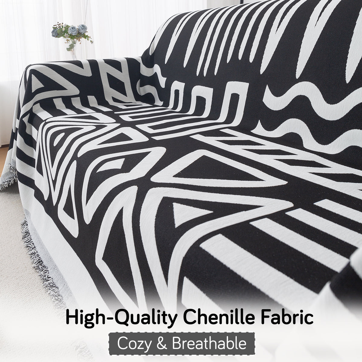 High Quality Chenille Fabric, Cozy & Breathable Sofa Throw - HOKIPO